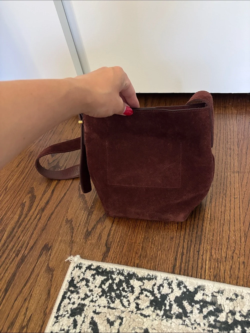Madewell The Essential Mini Bucket Bag in Suede Chocolate Raisin